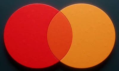 Mastercard-Logo mit &uuml;berlappenden Kreisen in Rot und Orange als Zahlungsmethode