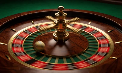 Drehendes Roulette-Rad mit goldenem Ball und Bewegungsunsch&auml;rfe im WildRobin Casino