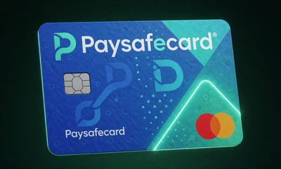 Blaue Paysafecard-Prepaid-Karte als anonyme Einzahlungsmethode